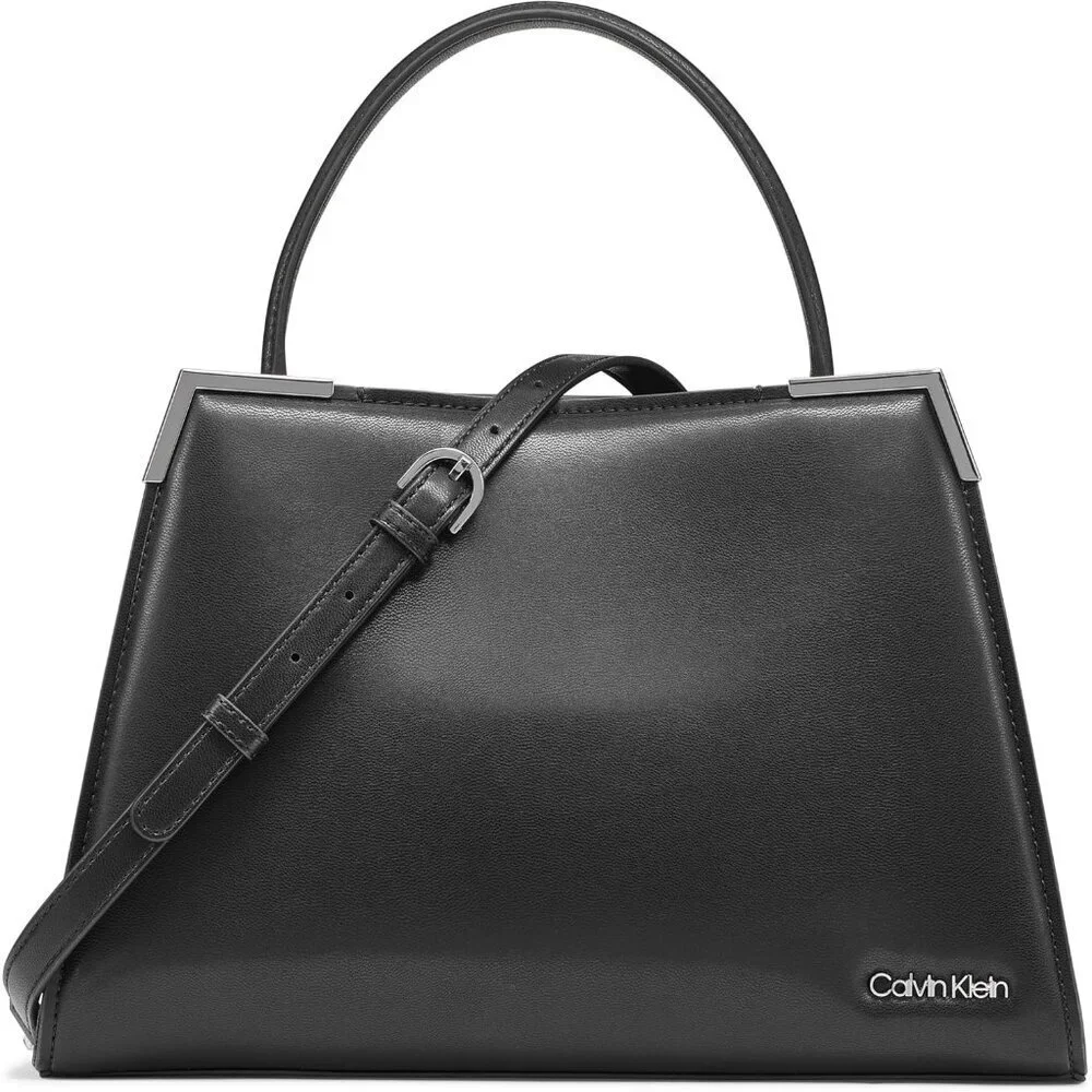 Leather Satchel Vegan Triple Compartment Bag for Women with Crossbody Strap